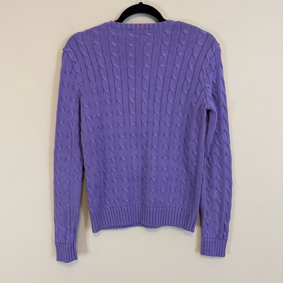 Ralph Lauren Cable Knit Sweater Purple Large - Picture 2 of 7